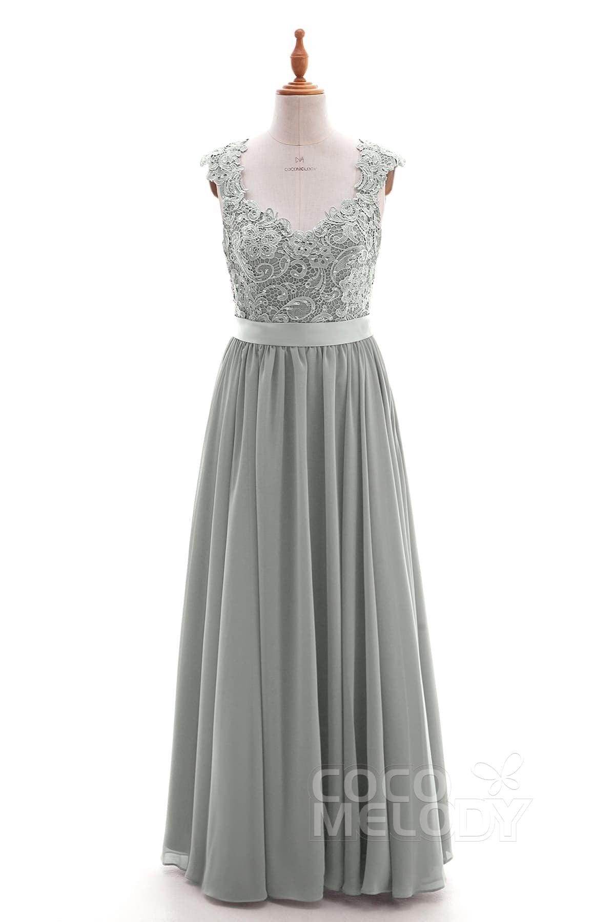 Sheath-Column Floor Length Lace and Chiffon Dress NB3322 - COCOMELODY